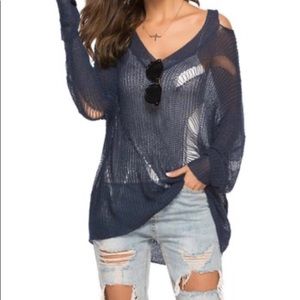 Maison Mascallier Navy Sheer Sweater / Cover-up